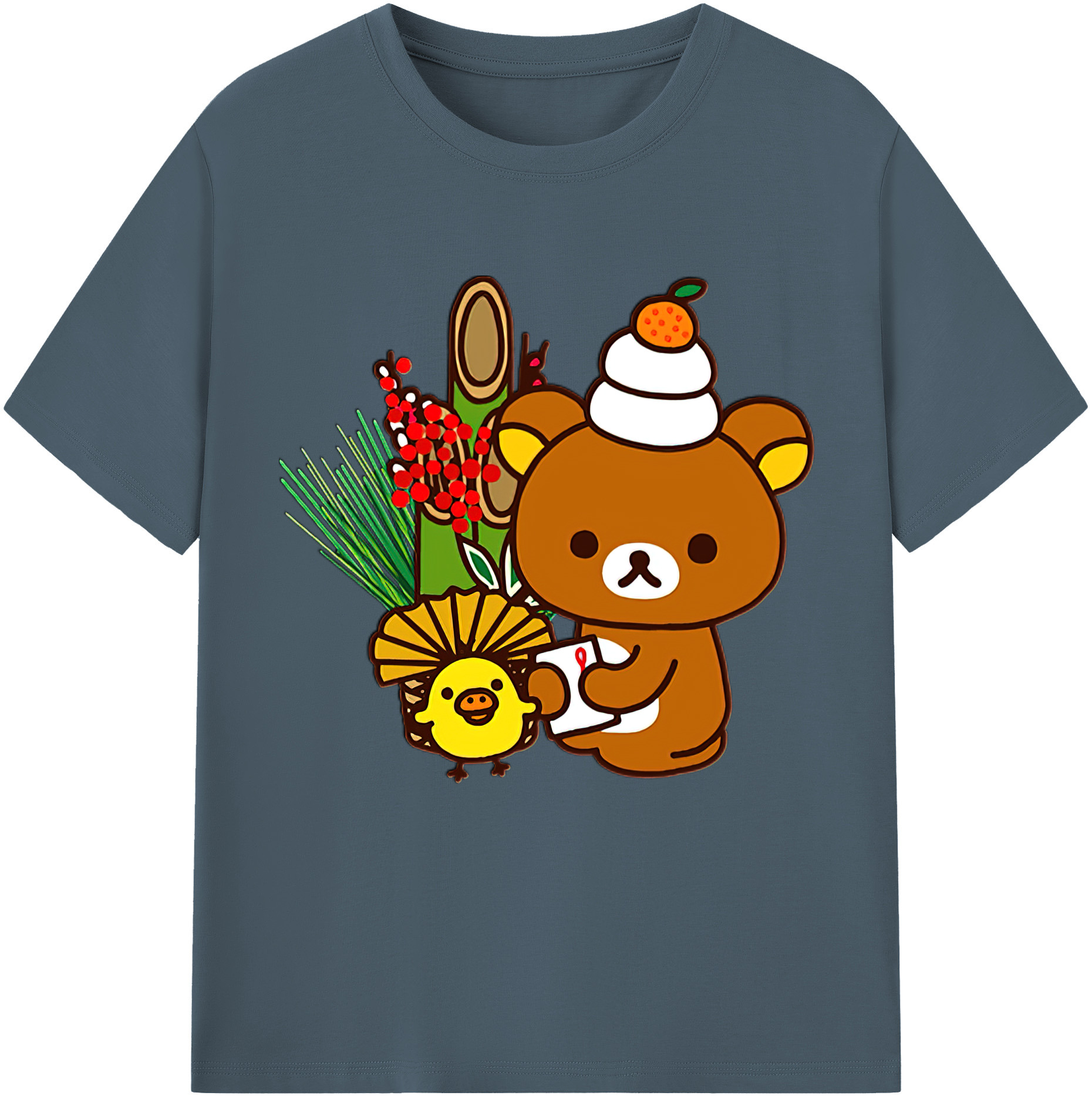 （画像用） リラックマ リラックマ キイロイトリ Rilakkuma Korilakkuma Kiiroitori 綿100％半袖Tシャツ（フロントプリント）
